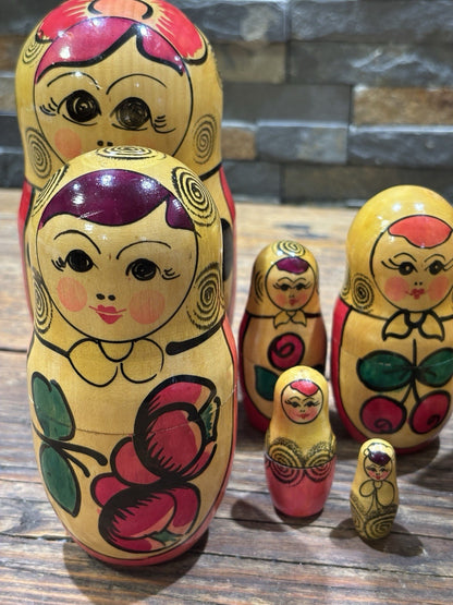 Vintage Wooden Babushka 7 Piece Nesting
