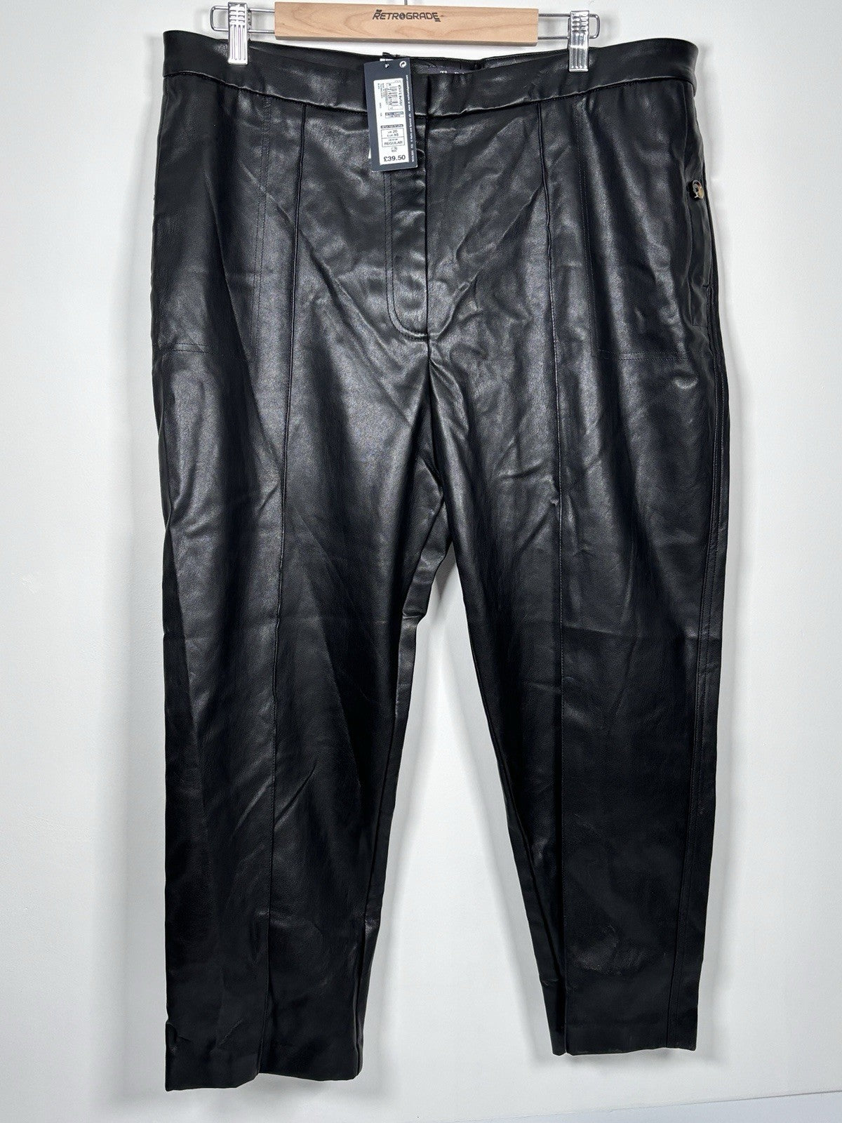 BNWT M&S The Evie Straight Leather Pants Trousers Size Uk 20