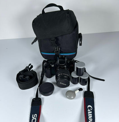Canon Rebel X S 35mm SLR Film Camera with 35-80mm Lens, Bag & Film Tested
