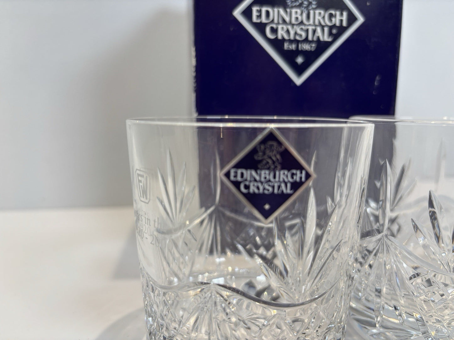 2 X Edinburgh Crystal Whiskey Glass Tumblers Set Anniversary