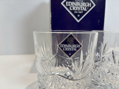2 X Edinburgh Crystal Whiskey Glass Tumblers Set Anniversary