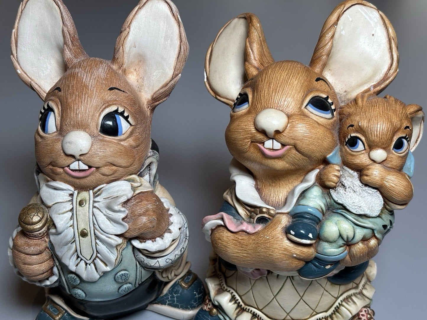2 Large Pendelfin Rabbit Figures - Originals from Burnley Factory