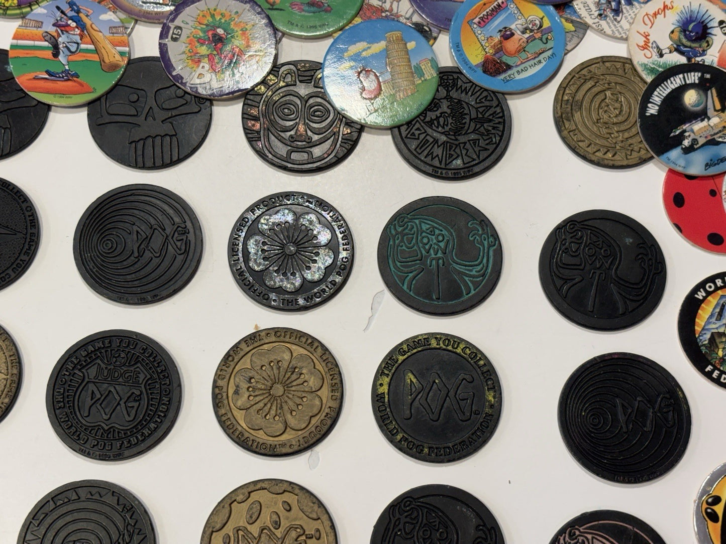 Huge 90’s Pog Collection Including 37 Slammers Pogs Pogz