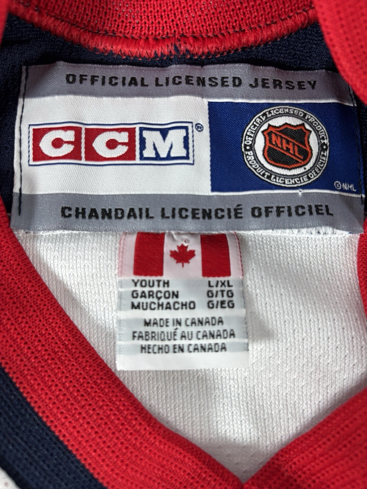 Vintage CCM Columbus Blue Jackets NHL Youths L/XL Air-Knit Hockey Jersey Canada