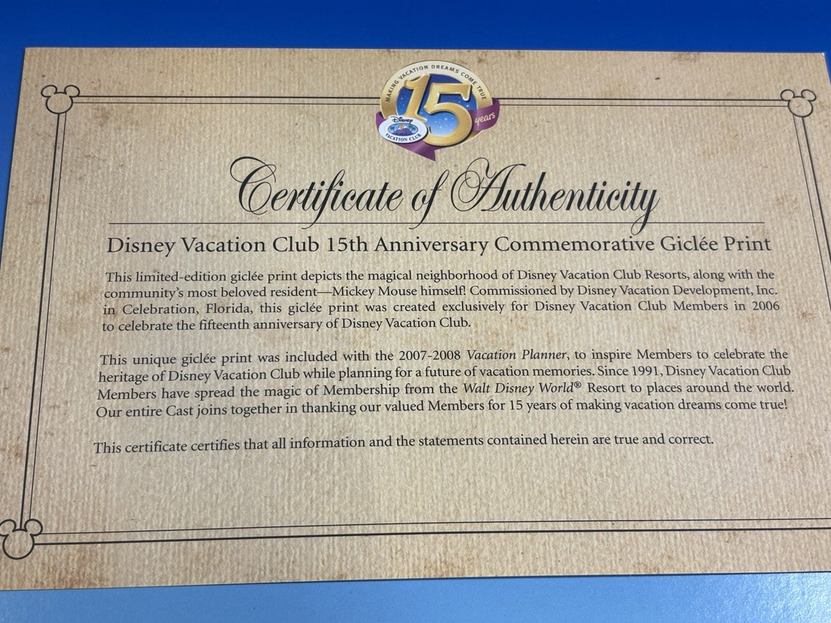 Disney Vacation Club 15th Anniversary Canvas Print & Planner Mint Condition