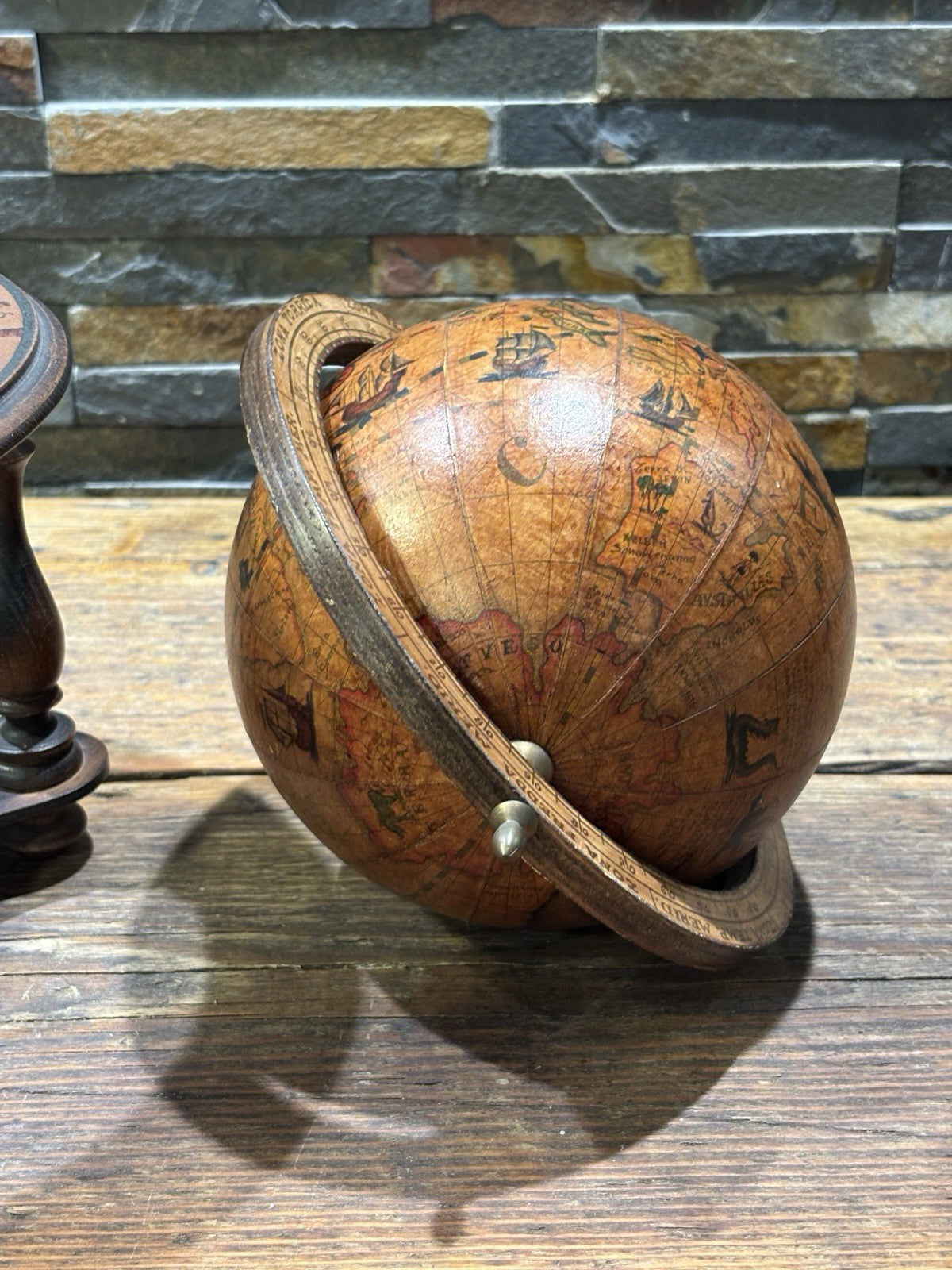 Vintage Italian Globe with Astrology Zodiac  Astrological Signs Desktop Stand