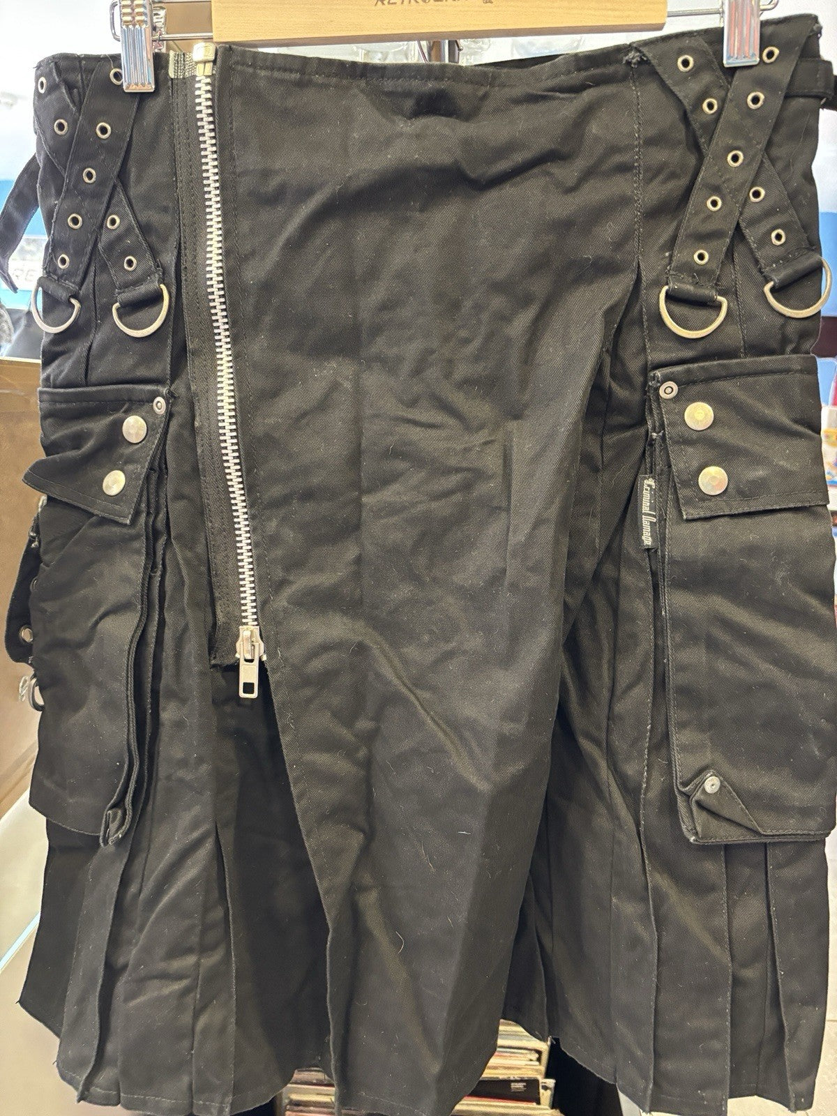 Gothic Kilt Skirt Criminal Damage Size L 14 UK