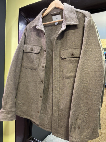 H&M mens shacket overshirt khaki