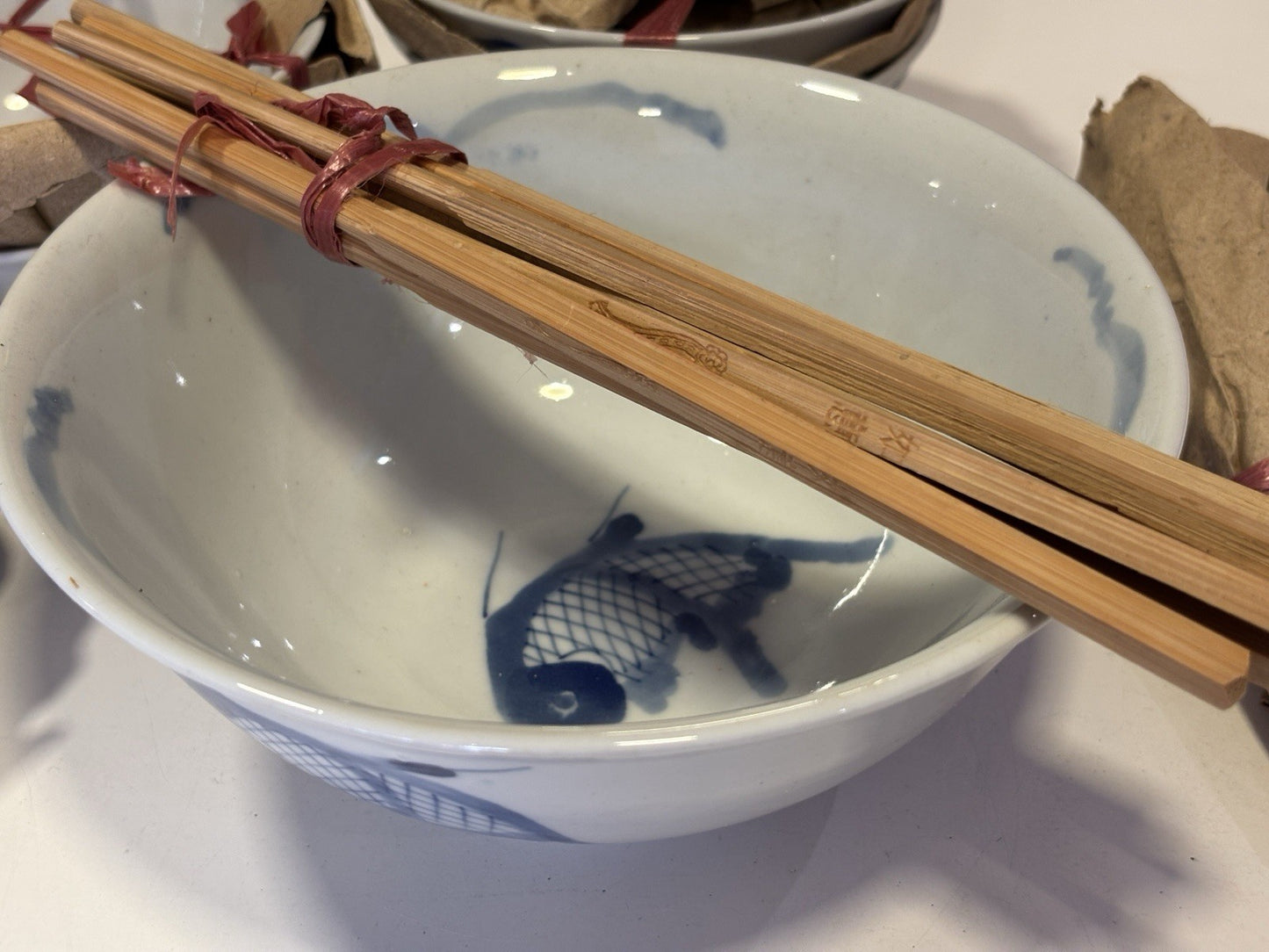 21 Piece Porcelain Chinese Carp Dinner Set EXCELLENT CONDITION
