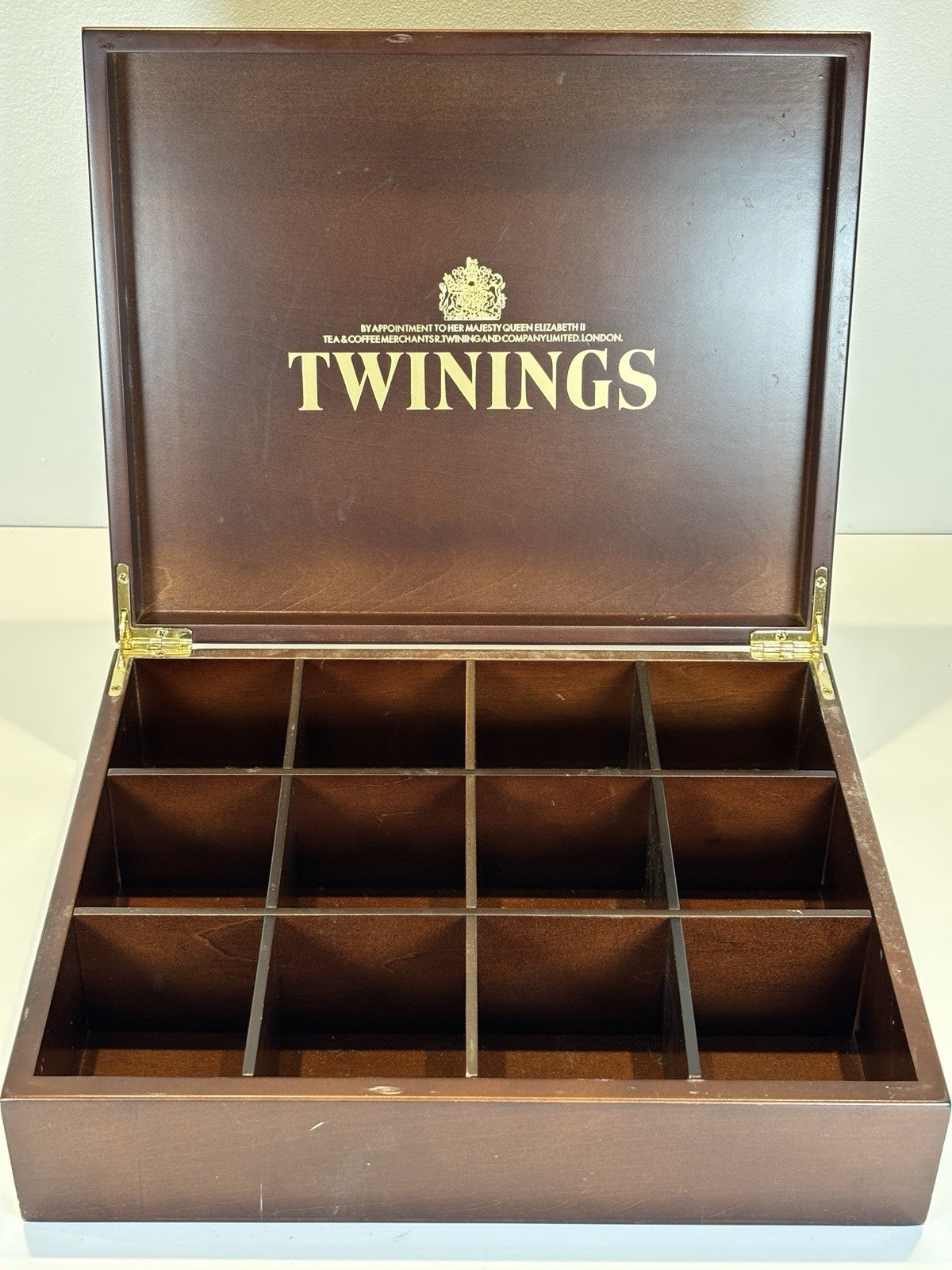 Twinings Deluxe Wooden Tea Box with 12 Compartments – Elegant & Collectible
