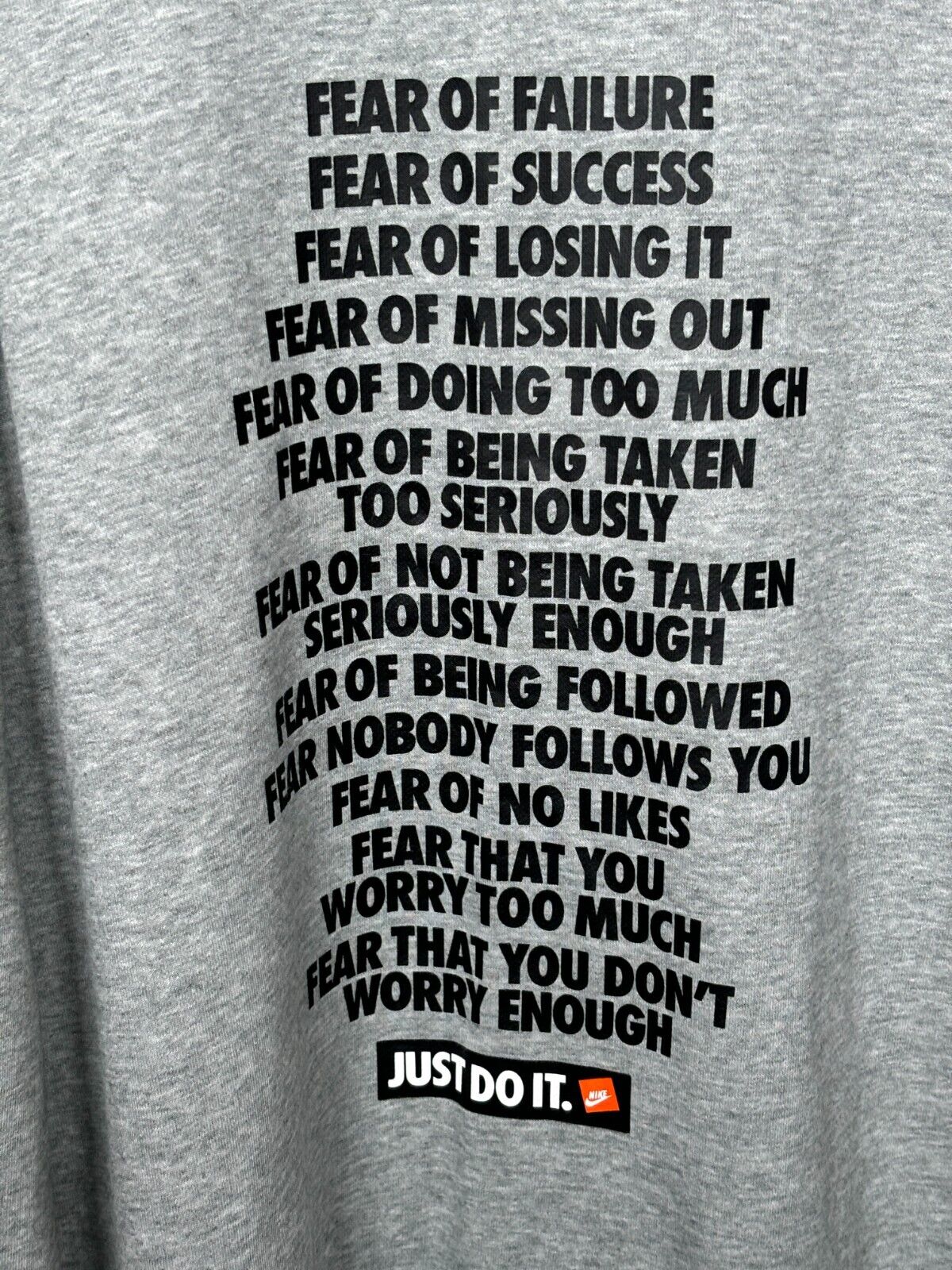 NIKE JUST DO IT Men's Grey Sweatshirt XL Sports Crew Neck
