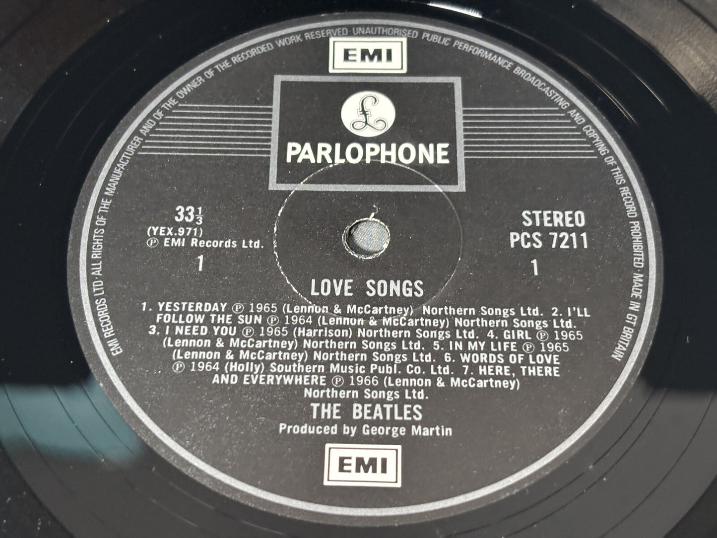 THE BEATLES love songs LP  PCSP 7211, vinyl, album, compilation