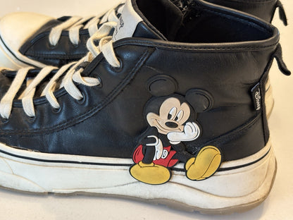 Zara Disney Mickey Mouse Lace Up Zip Platform Hi Top Trainers Black Size UK 6