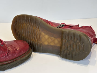 Dr Martens Airwair 8 Hole  Boots Size 3 UK Cherry Red used as shown unboxed