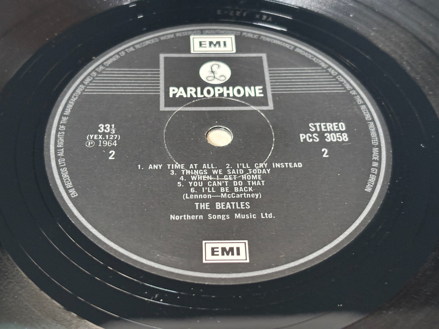 BEATLES A HARD DAYS NIGHT UK PARLOPHONE VINYL LP ALBUM PCS 3058 YEX 126-2