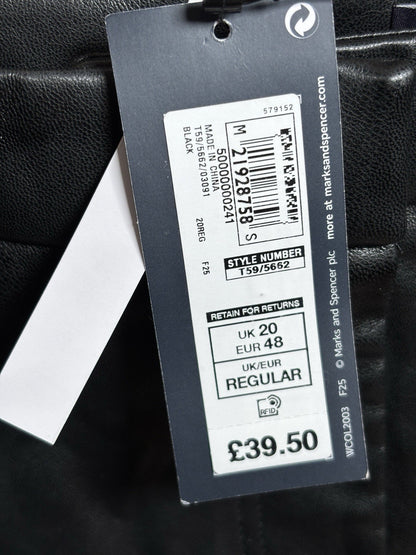 BNWT M&S The Evie Straight Leather Pants Trousers Size Uk 20
