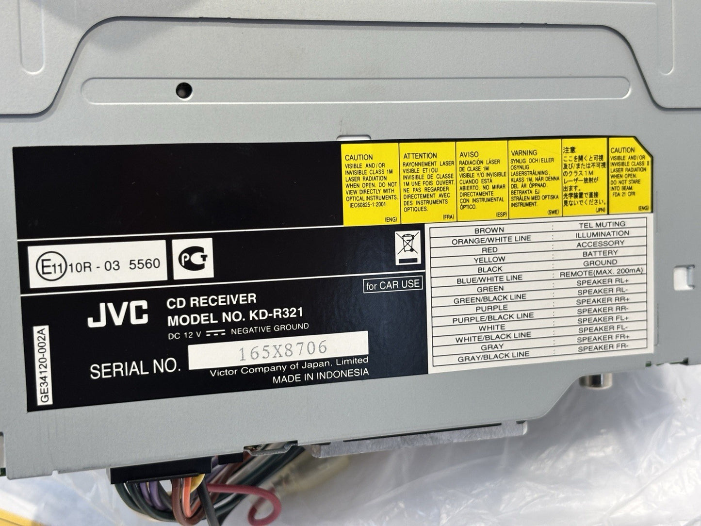 JVC KD-R321 Car Stereo Radio CD MP3 Player Receiver Head Unit AUX IN VGC+