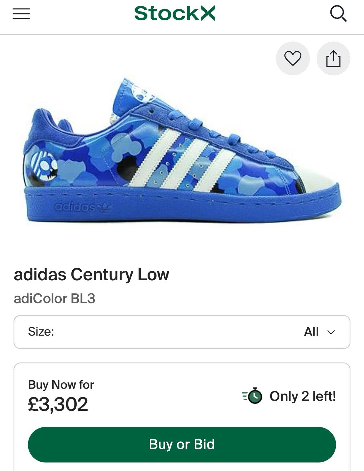 RARE Adidas Adicolor Century Lo BL3 Size UK 10 US 10.5 Toy2R