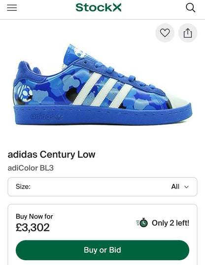 RARE Adidas Adicolor Century Lo BL3 Size UK 10 US 10.5 Toy2R