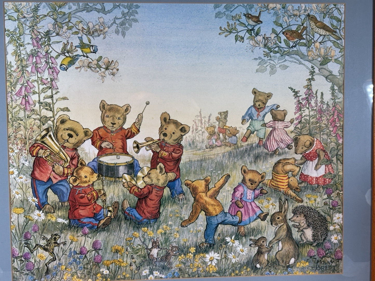Vintage Molly Brett Teddy Bear Band Childrens Large Print Nursery Picture Frame