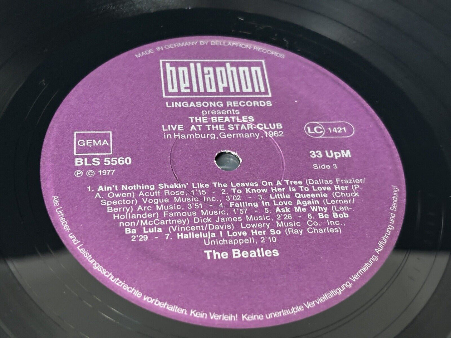 Rare The Beatles Live! At The Star-Club In Hamburg Germany 1962 BLS 5560