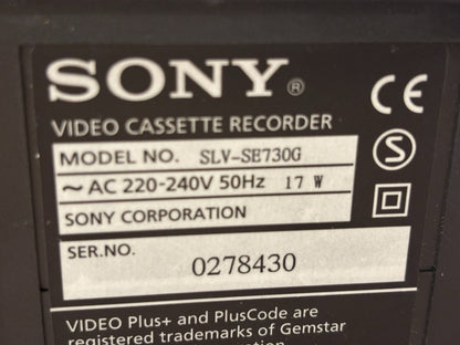 Sony SLV-SE730 VCR Video Cassette Recorder VHS Cassette Tape PAL SLV-SE730G