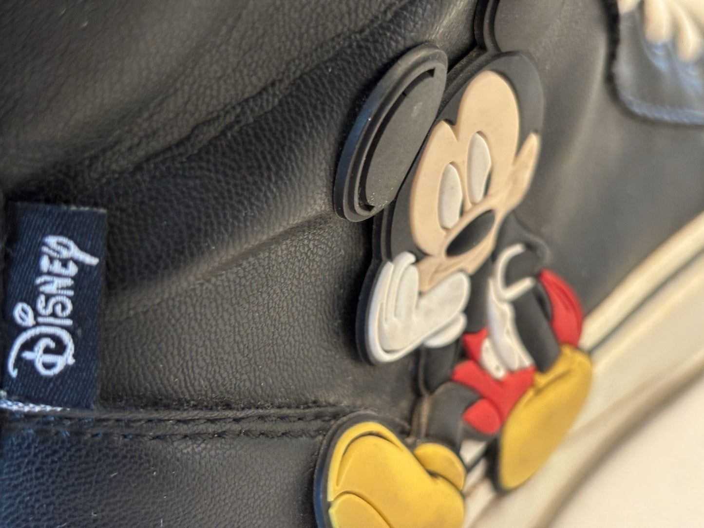 Zara Disney Mickey Mouse Lace Up Zip Platform Hi Top Trainers Black Size UK 6