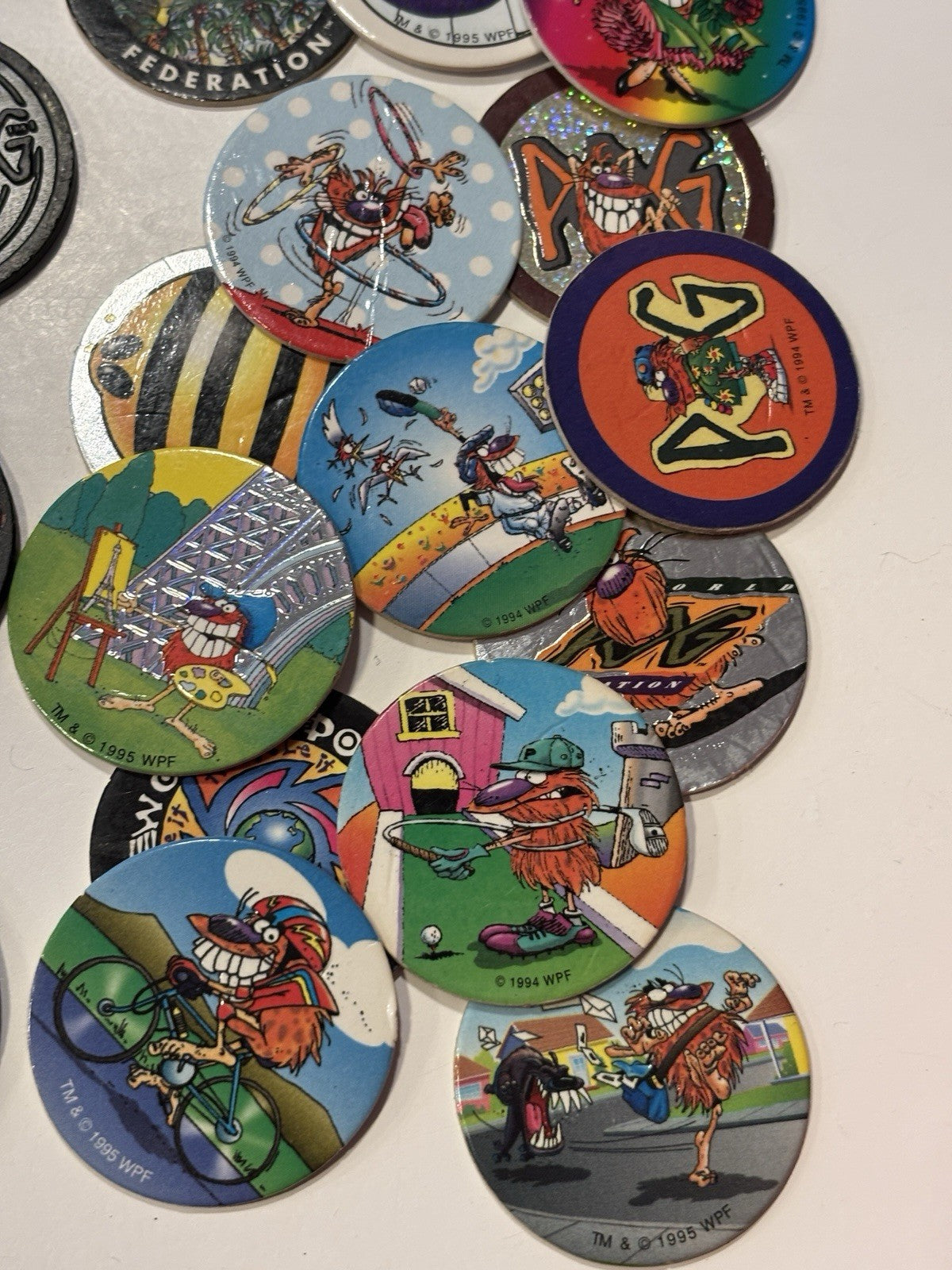 Huge 90’s Pog Collection Including 37 Slammers Pogs Pogz