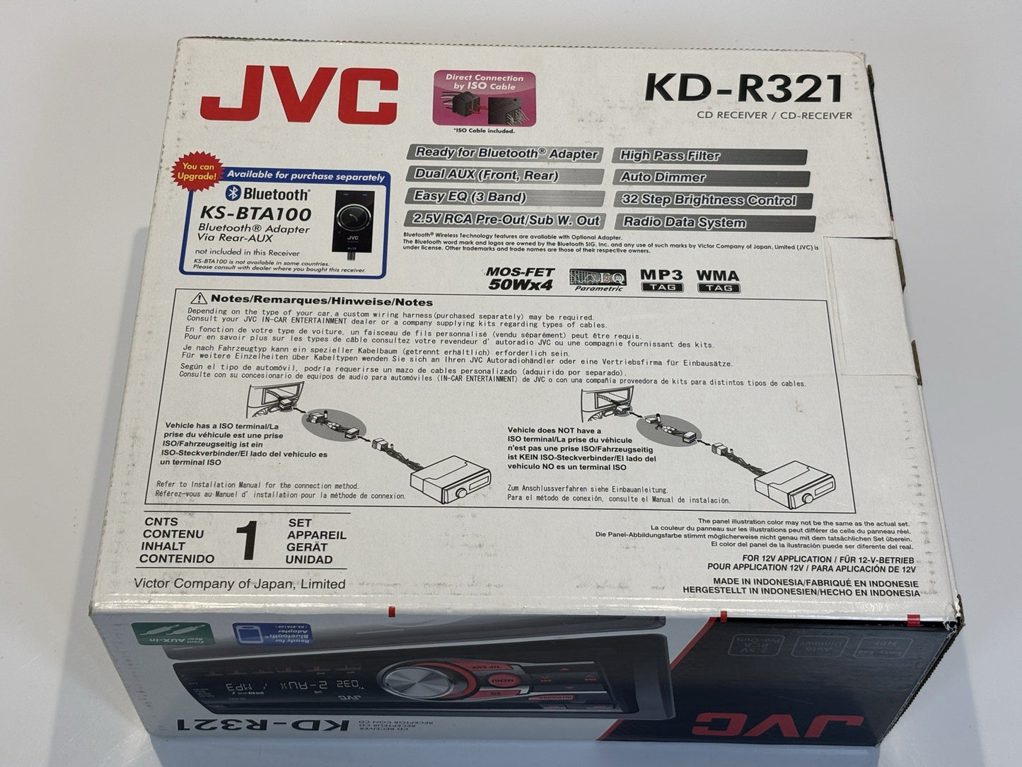 JVC KD-R321 Car Stereo Radio CD MP3 Player Receiver Head Unit AUX IN VGC+