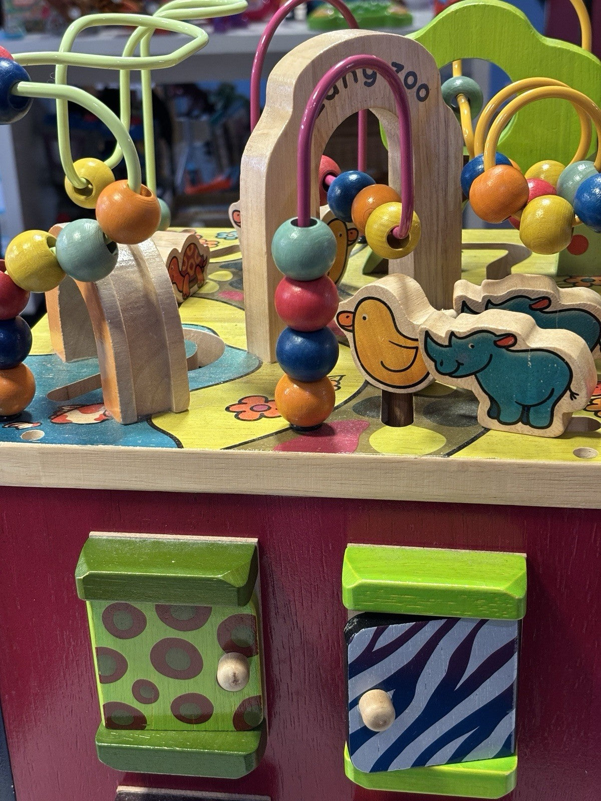 Wooden Activity Cube Zany Zoo Assortment Animals Alphabet Toddler Toy