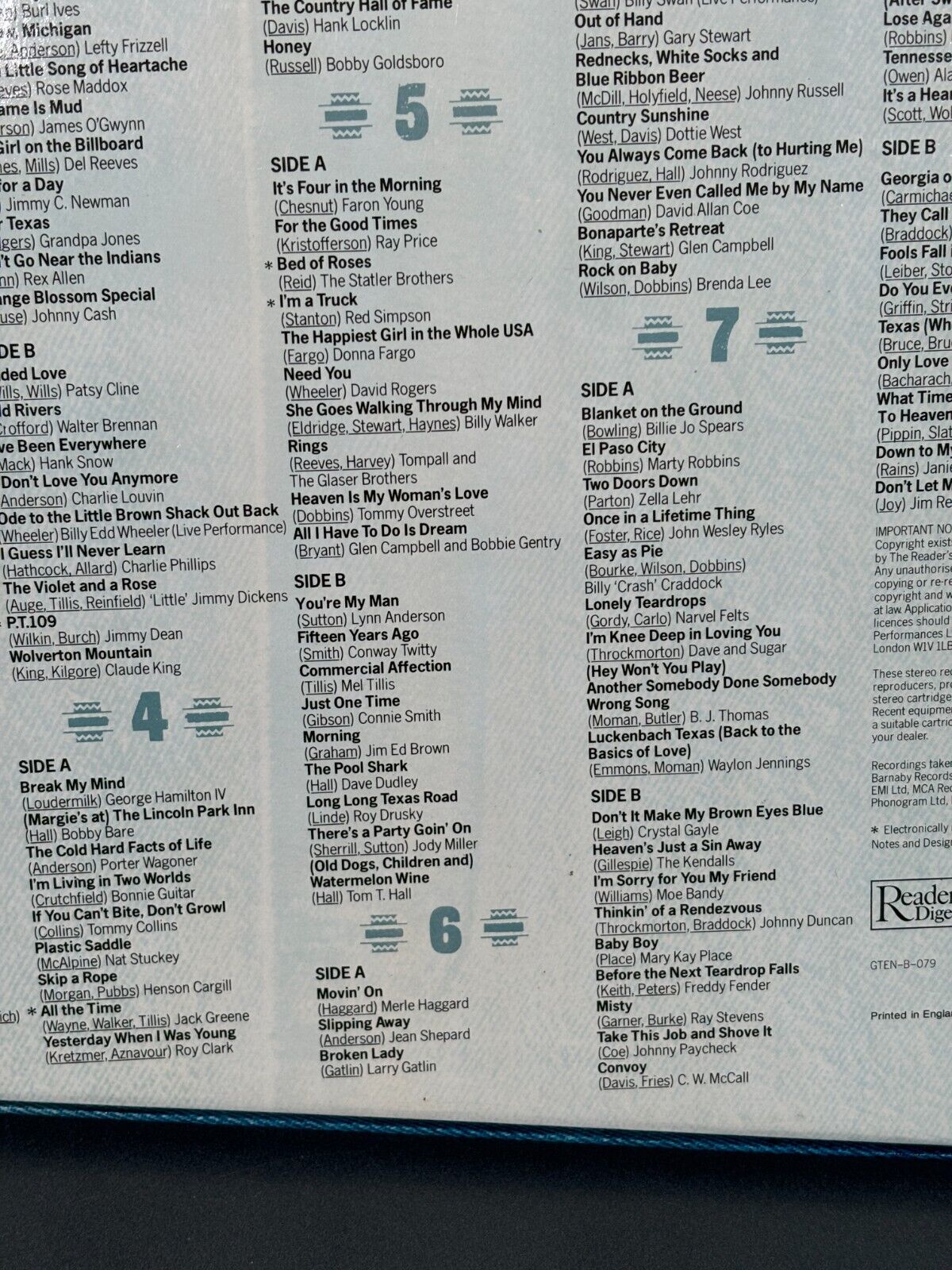 Readers Digest - 150 Top Ten Country Hits RARE 5 Cassettes, Booklet.