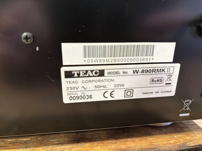 TEAC W-890R MK II Double Auto Reverse Cassette Deck Black