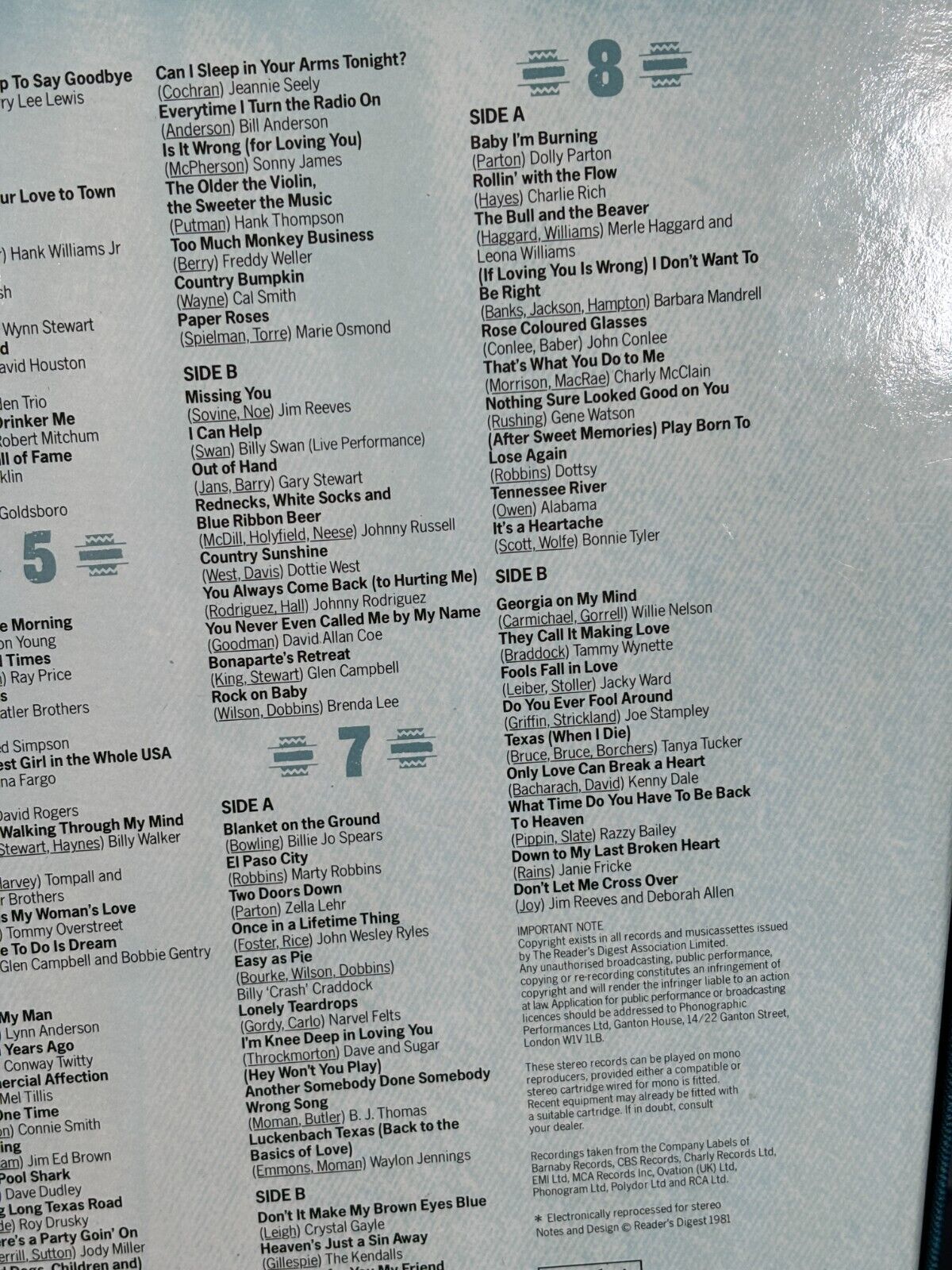 Readers Digest - 150 Top Ten Country Hits RARE 5 Cassettes, Booklet.