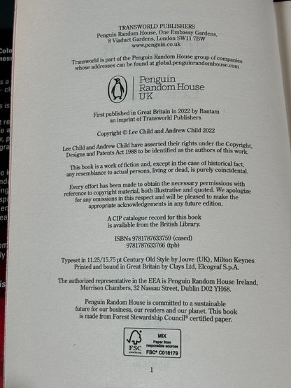 Jack Reacher Lee & Andrew Child - No Plan B Waterstone Exc Red Edges 1/1 HB