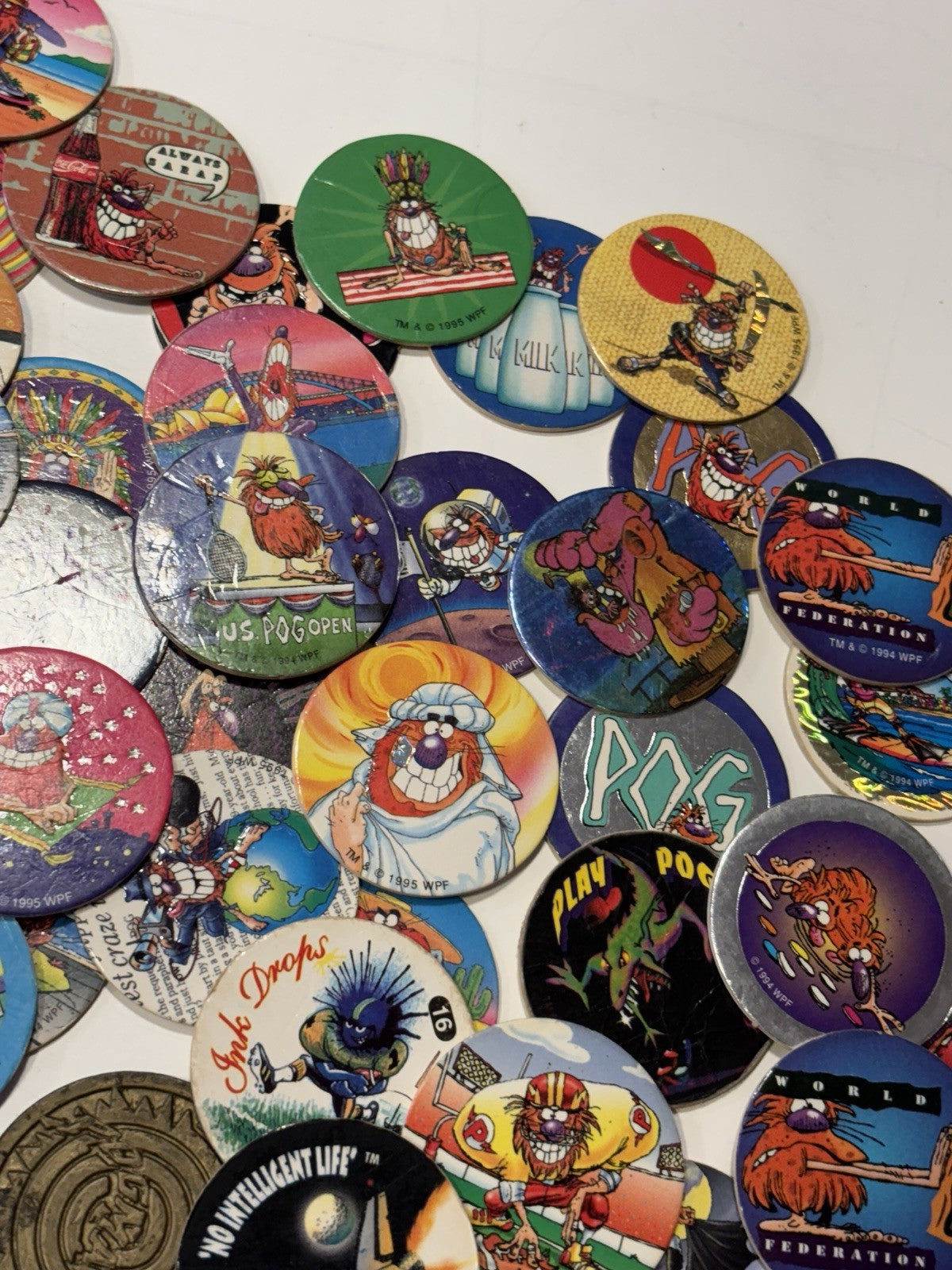 Huge 90’s Pog Collection Including 37 Slammers Pogs Pogz