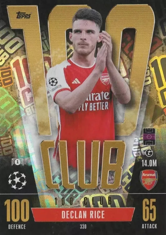 Match Attax Extra 23/24 Declan Rice 100 Club Arsenal 330